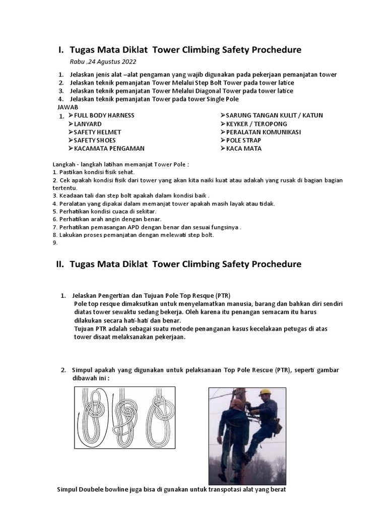Safety Procedures for Tower Climbing and Pole Top Rescue PDF
