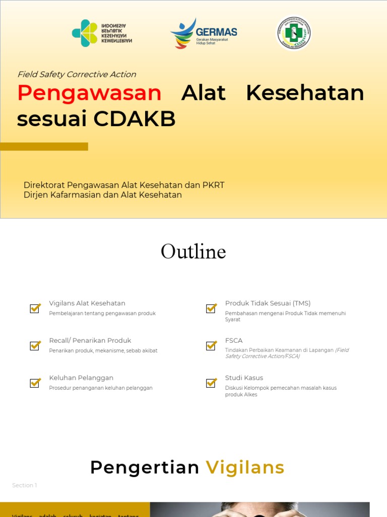 Pengawasan Alat Kesehatan dan FSCA | PDF