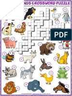 Animal Sounds Vocabulary Esl Crossword Puzzle Worksheet For Kids
