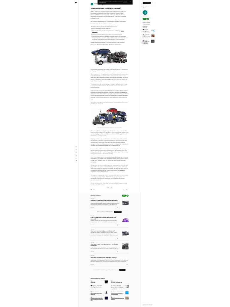 How Much Does It Cost To Ship A Vehicle PDF Car Truck