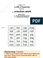 Correction Work: The 20th of September