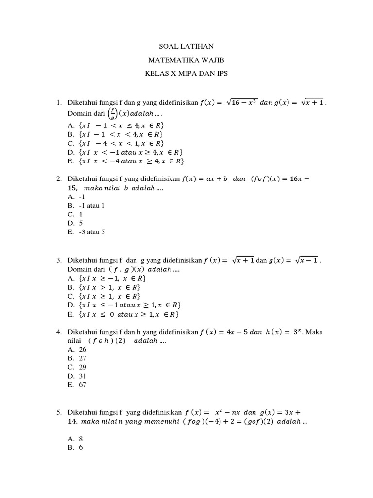 Soal Latihan Pat Matwa | PDF