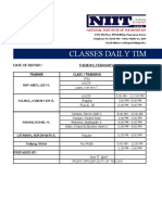 Classes Daily Time Record: Date of Report: Tuesday, February 2, 2022 Trainer Class / Training Schedule