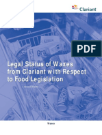 Legal Status of Waxes From Clariant With Respect To Food Legislation