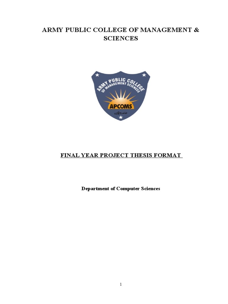 Army Public College of Management & Sciences: Final Year Project Thesis ...