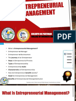 Entrepreneurial Management: Kolehiyo NG Pantukan