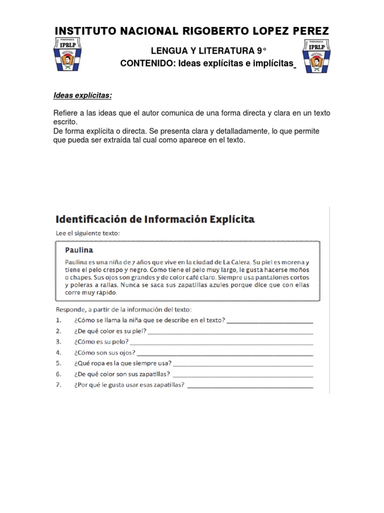 Ideas Explícitas e Implícitas en Textos | PDF | Puntuación | Comunicación