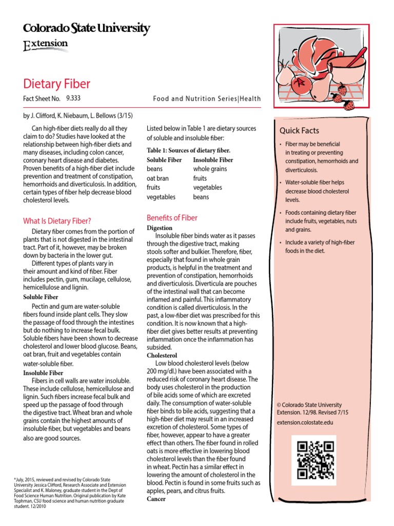 What Is Dietary Fiber? Benefits of Fiber | PDF | Dietary Fiber | Diet ...
