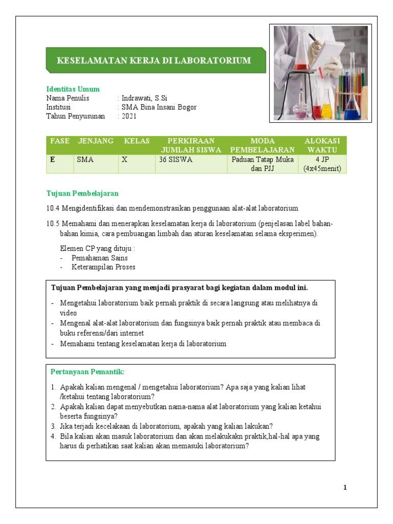 Keselamatan Kerja di Laboratorium Kimia | PDF | Kesehatan Holistik