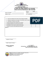 Department of Education: Monitoring Tool On The Conduct of Online Classes/Consultation/Feedback Mechanism