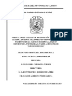Prevalencia y Grado de Reabsorción Radicular Externa Durante Tratamiento Ortodoncica en Pacientes de La Clinica de Especialidad en Ortodoncia, Universidad Juárez Autónoma de Tabasco 2015-2016