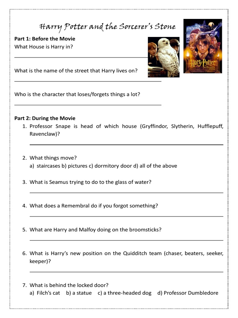 Harry Potter Worksheet PDF Fictional Universes Fantasy