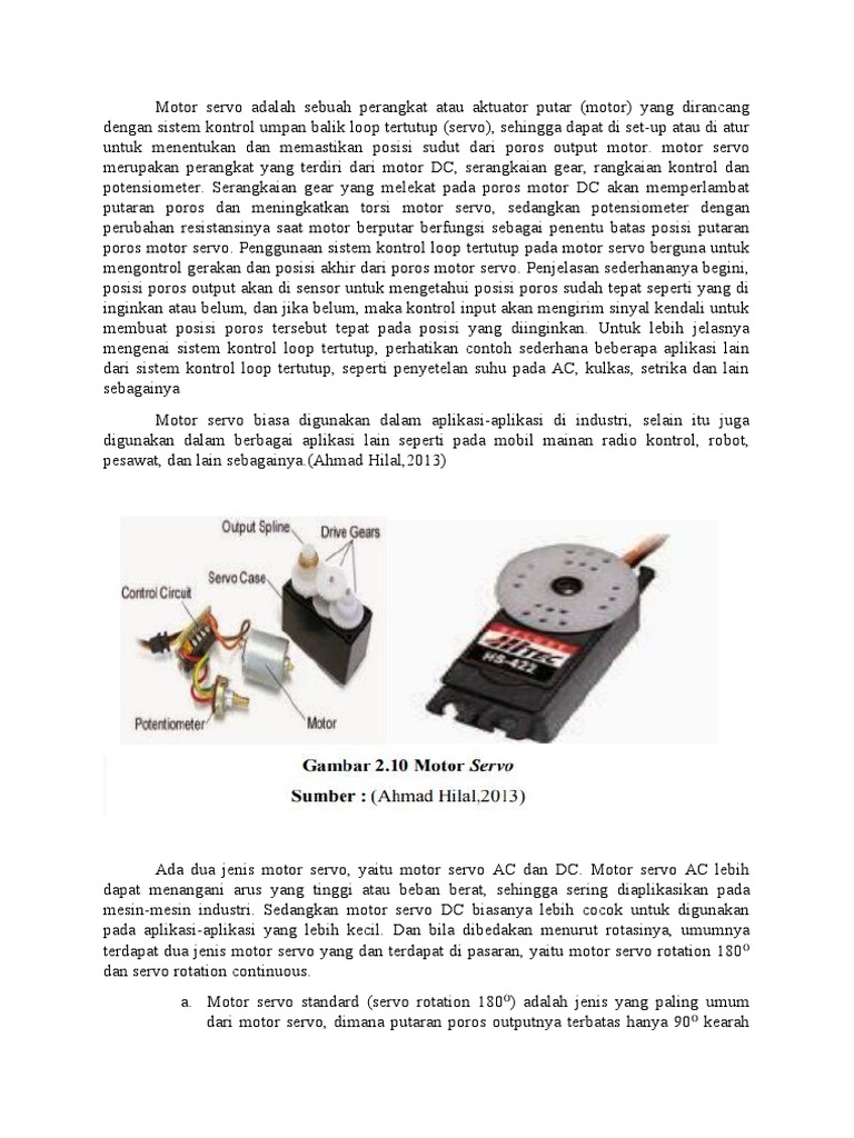 Motor Servo Adalah Sebuah Perangkat Atau Aktuator Putar PDF