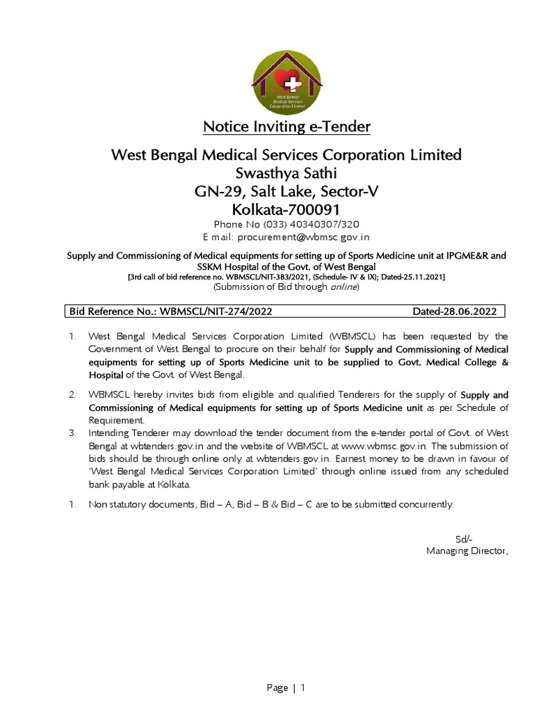 WBMSC Notice 450 | PDF | Procurement | Specification (Technical Standard)