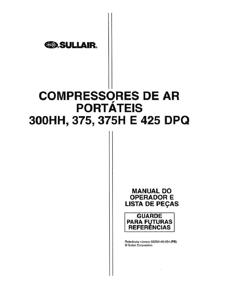 Manual Compressor 375 e 425 PCM Sullair PDF