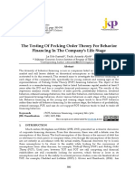 The Testing of Pecking Order Theory For Behavior Financing in The Company's Life Stage
