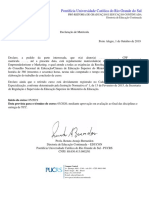 Declaração de Matricula Puc Mba Rio Grande Do Sul