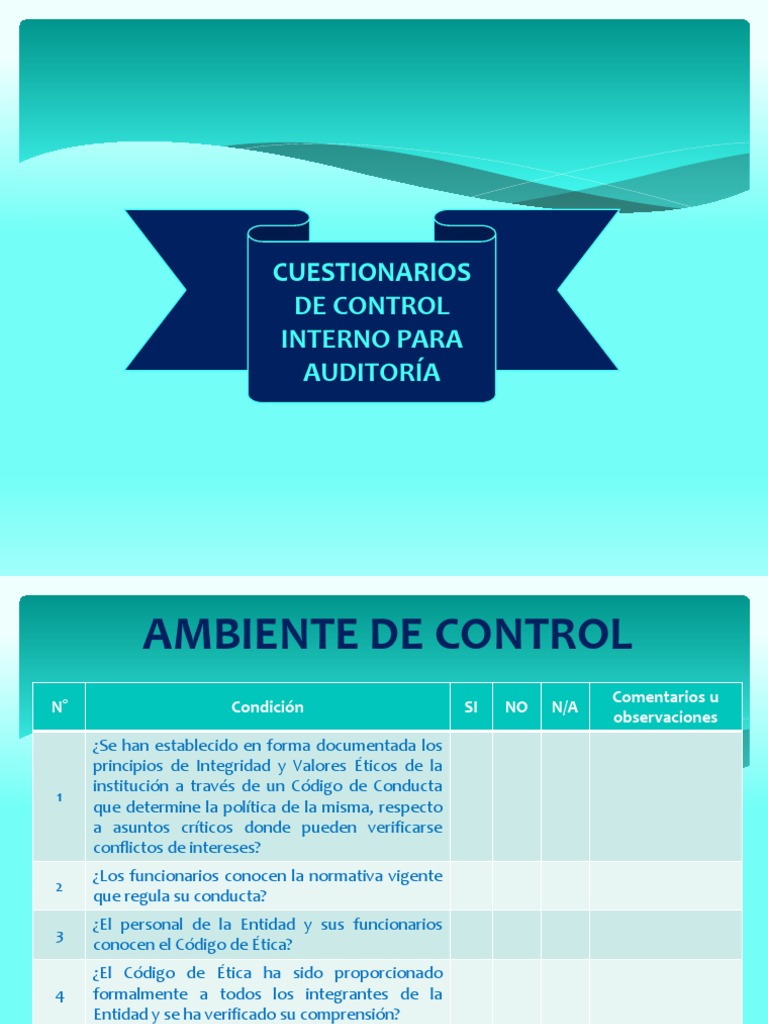 Cuestionarios de Control Interno COSO | PDF | Riesgo | Auditoría