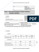 Lab Report 4 - Dissolved Oxygen Content of Water: Winkler Method