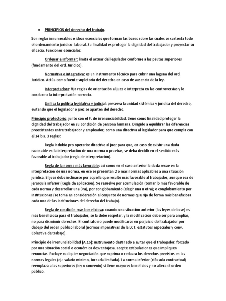 Resumen Derecho Laboral Primer Parcial | PDF | Derecho laboral | Salario