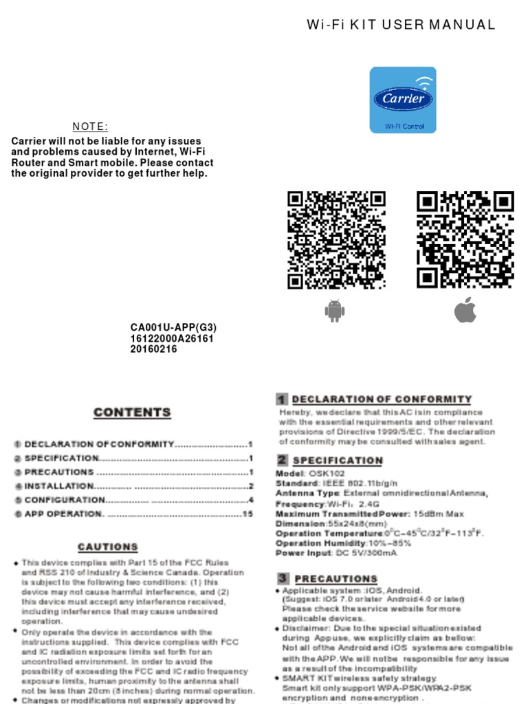 Wi-Fi Kit User Manual for AC Setup | PDF | Wi Fi | Online And Offline