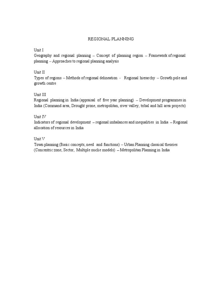 Regional Planning in India: Concepts & Approaches | PDF | City | Top ...