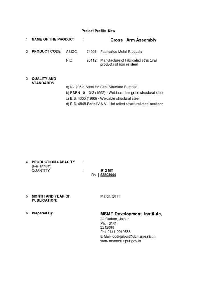 Project Profile Msme | PDF | Water Purification | Structural Steel