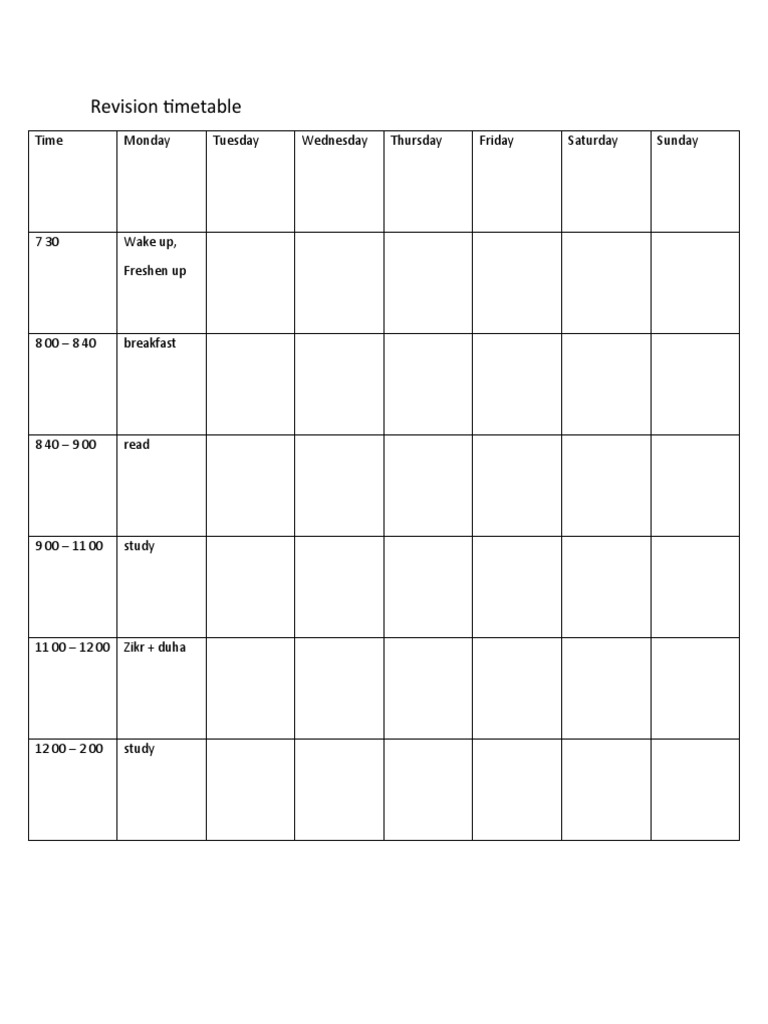 Time Table | PDF