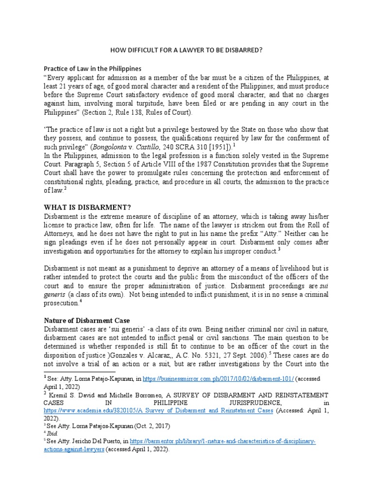 Disbarment of Lawyers | PDF | Lawyer | Disbarment