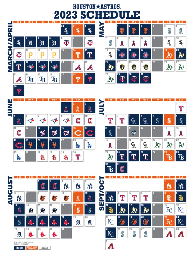 2023 Houston Astros Schedule PDF