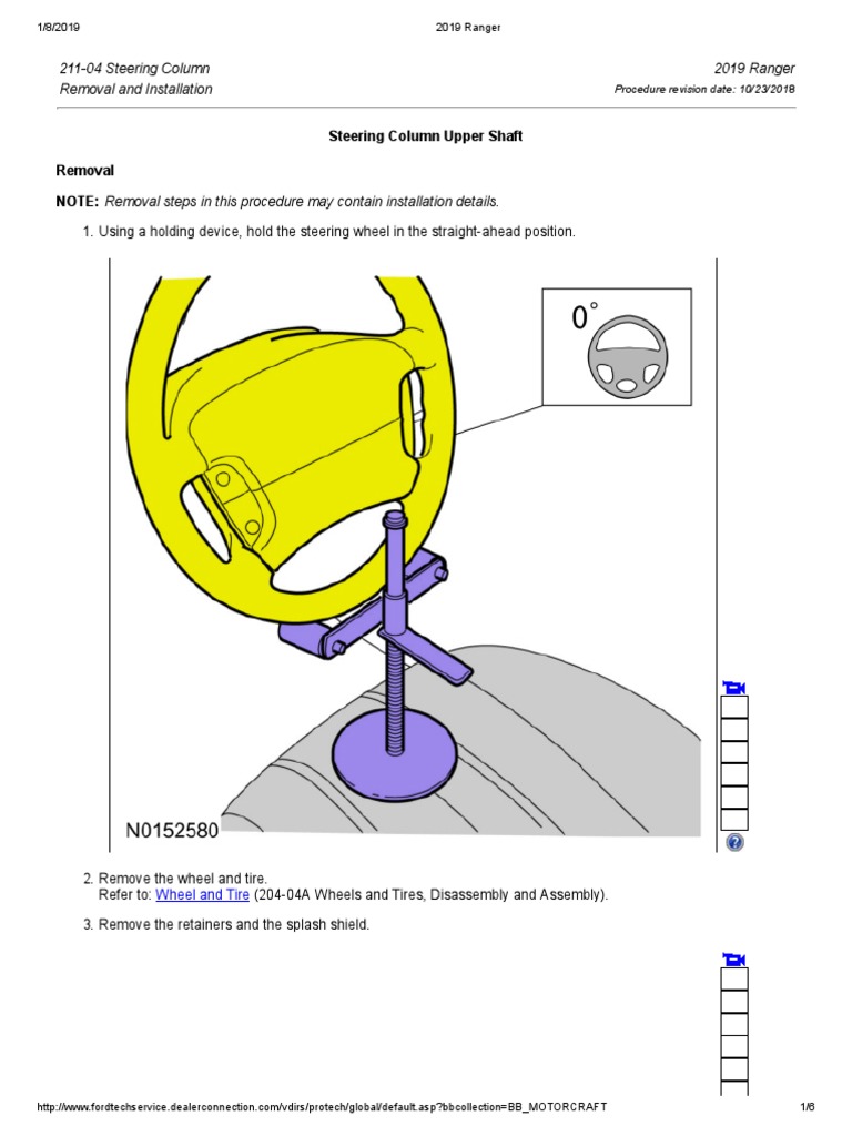 21104 Steering Column Removal and Installation Steering Column Upper Shaft PDF Steering