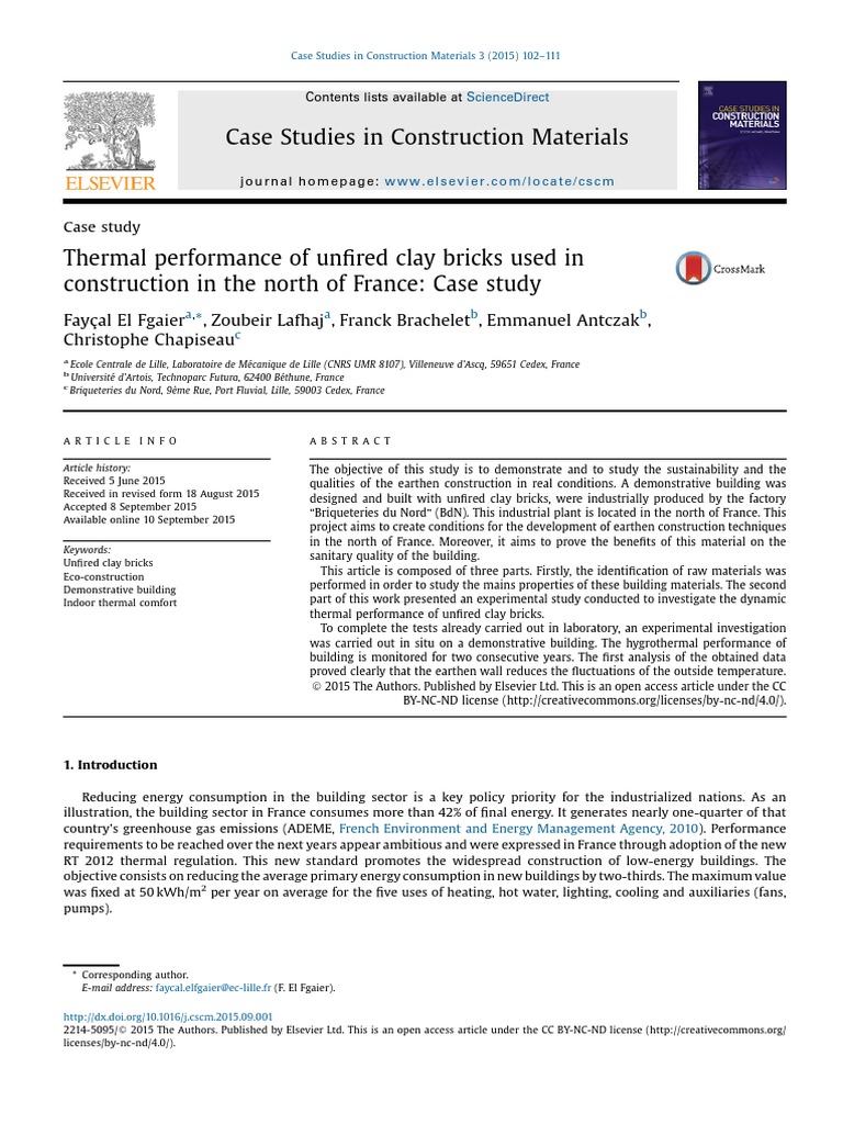 Thermal Performance of Unfired Clay Bricks | PDF | Humidity | Brick