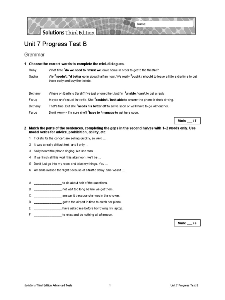 Unit 7 Progress Test B Answers | PDF | Time Travel | Science