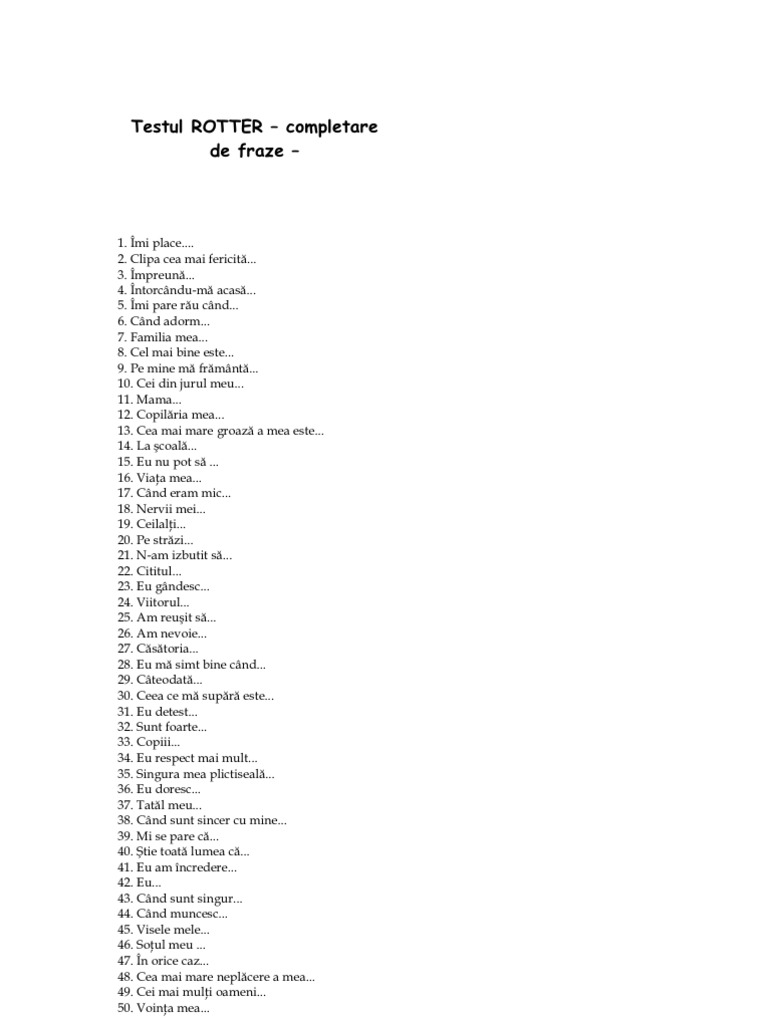 Testul ROTTER | PDF