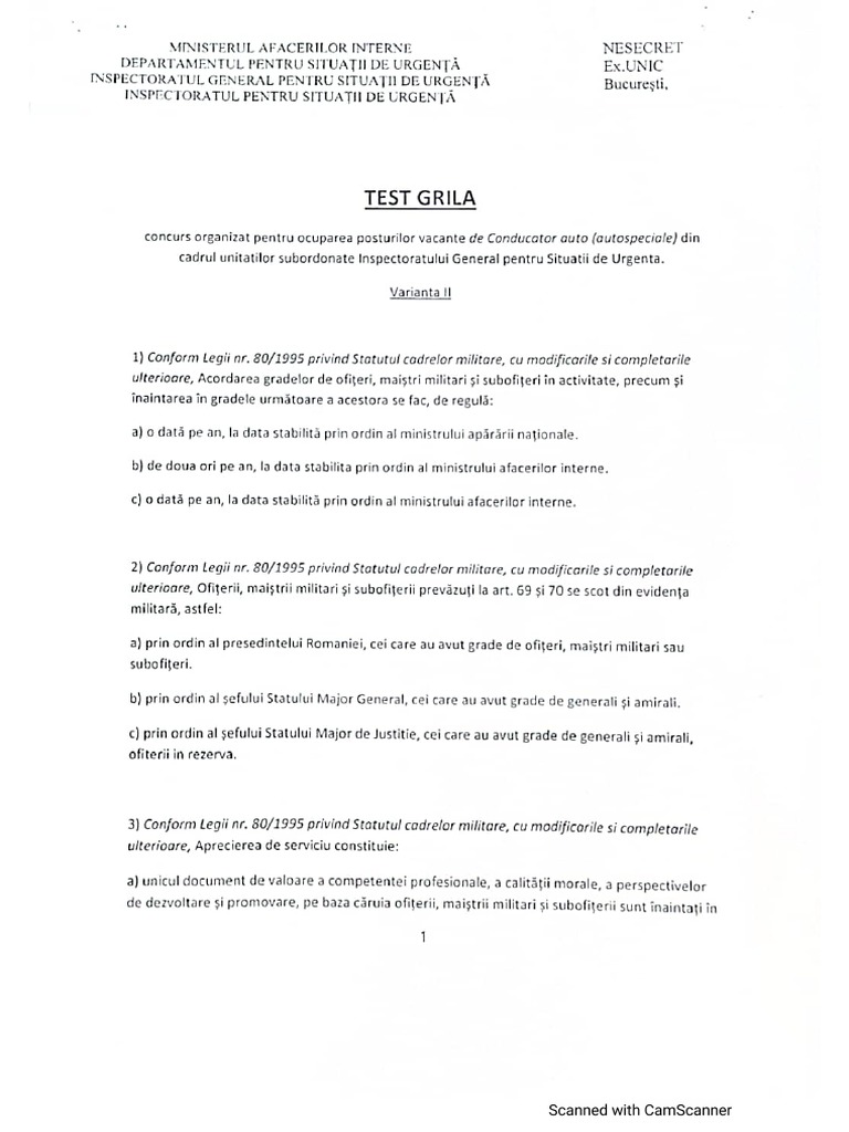 Test Grila Conducator Auto ISU Varianta II | PDF