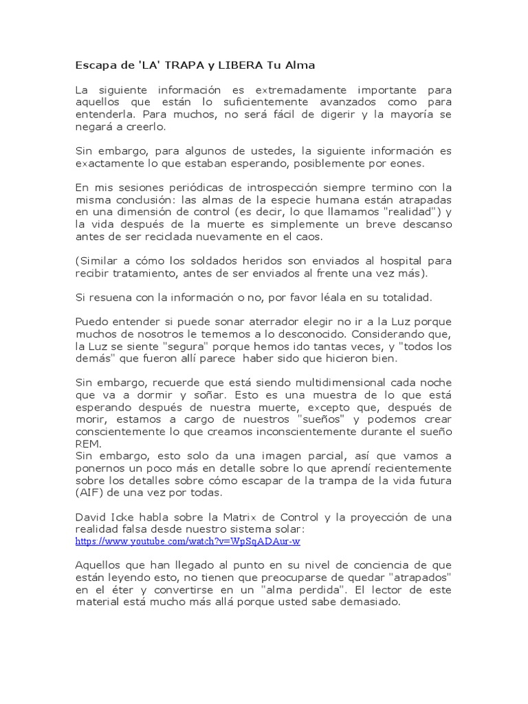 Escapa de La TRAMPA y LIBERA Tu Alma | PDF | Sueño | Alma
