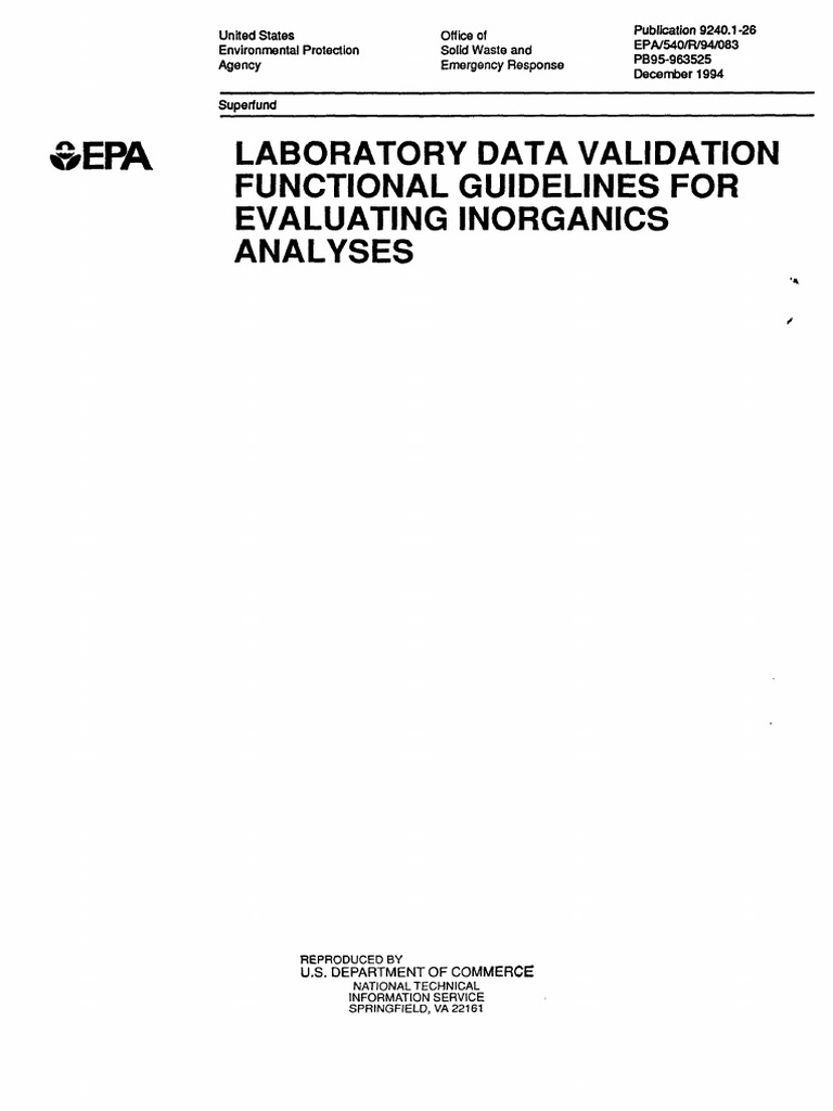 Laboratory Data Validation Funtional Guidelines For Evaluating Analyses PDF