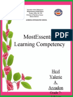 Mostessential Learning Competency: Hezl Valerie A. Arzadon