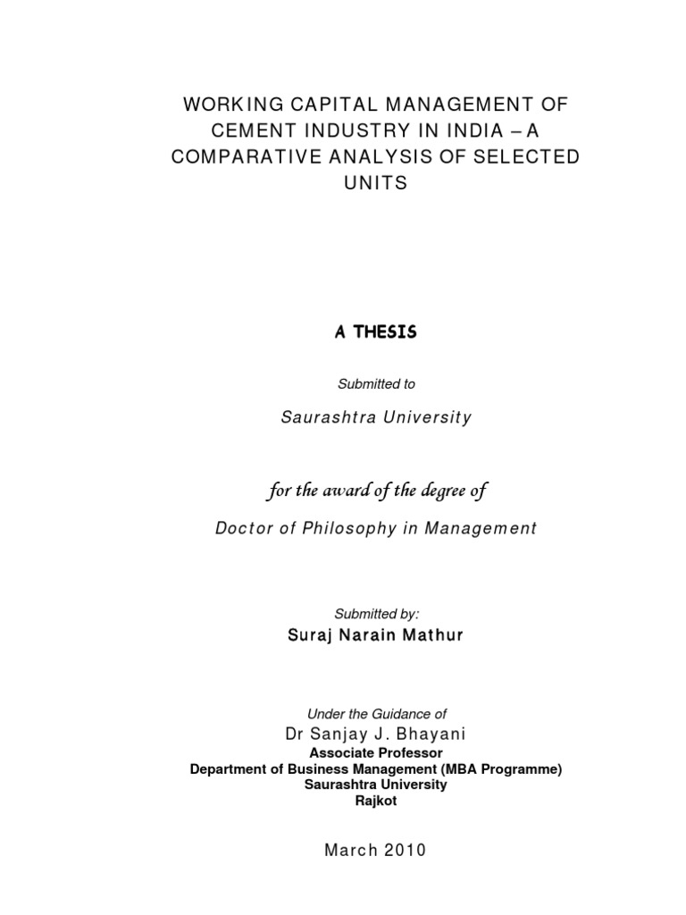Working Capital in India's Cement Industry | PDF