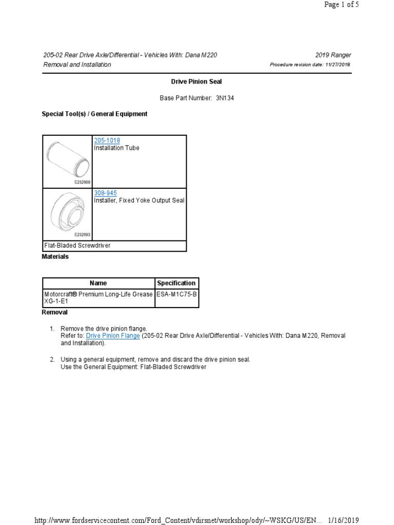 20502 Rear Drive Axle and Differential Removal and Installation
