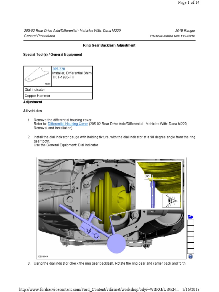 20502 Rear Drive Axle and Differential General Procedures Ring