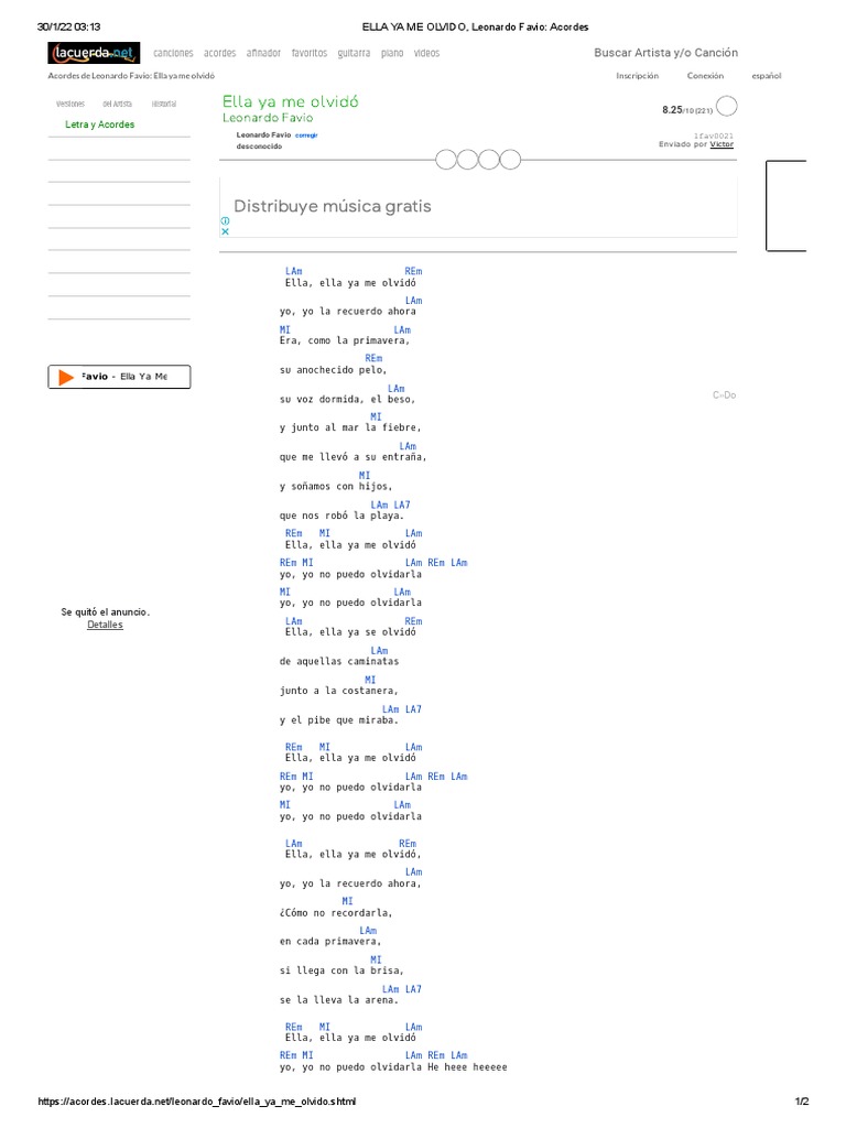 ELLA YA ME OLVIDO, Leonardo Favio_