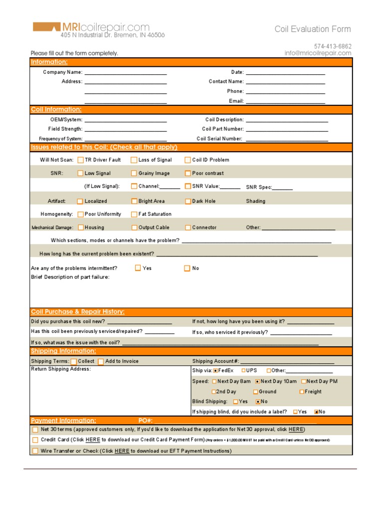 MRI Coil Evaluation Form | PDF | Inductor | Computer Engineering