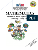 Mathematics: Quarter 1: Week 6 (Weeks 7 - 8) Learning Activity Sheet