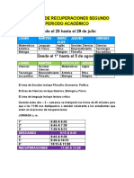 Horario Recuperaciones 2° Periodo