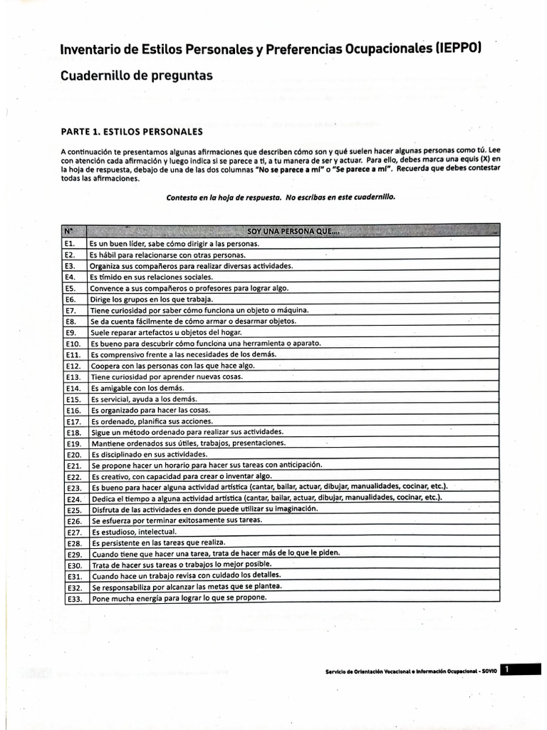 Test Vocacional | PDF