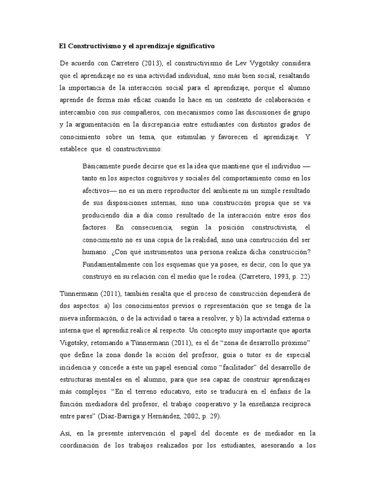 El Constructivismo y El Aprendizaje Significativo | PDF ...