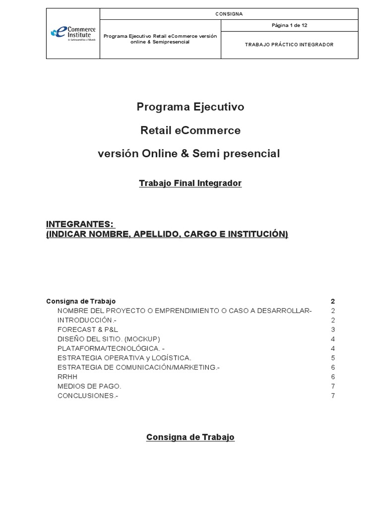 Trabajo Final Integrador Programa Ejecutivo Retail Ecommerce Version ...