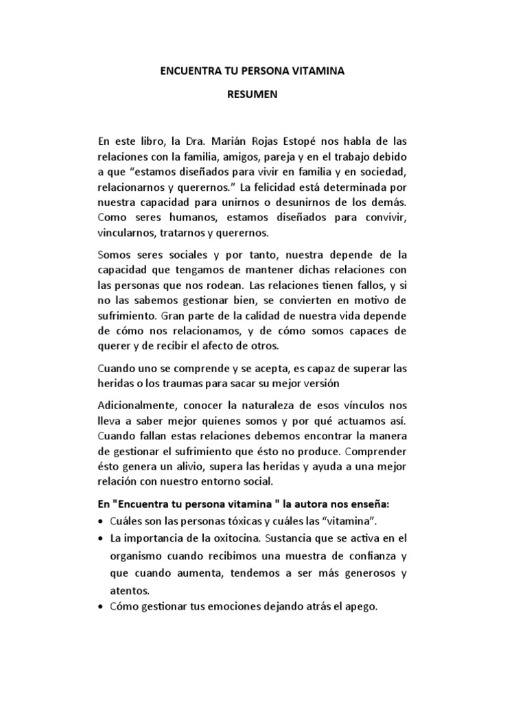 Encuentra Tu Persona Vitamina Resumen - 1