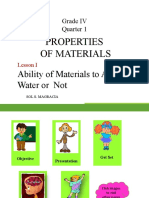 Properties of Materials: Ability of Materials To Absorb Water or Not
